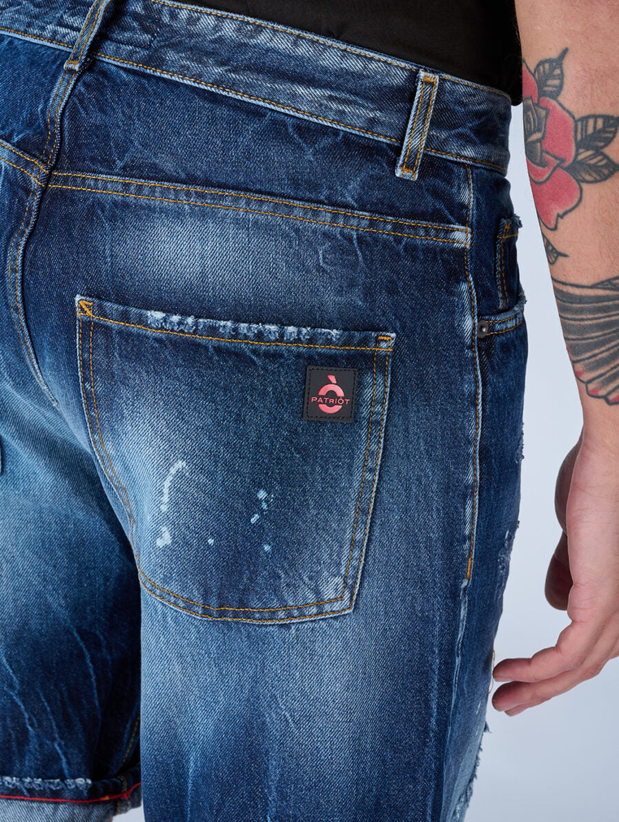 Patriòt Denim Couture Bermuda di Jeans Carrot Fit PKBE1650