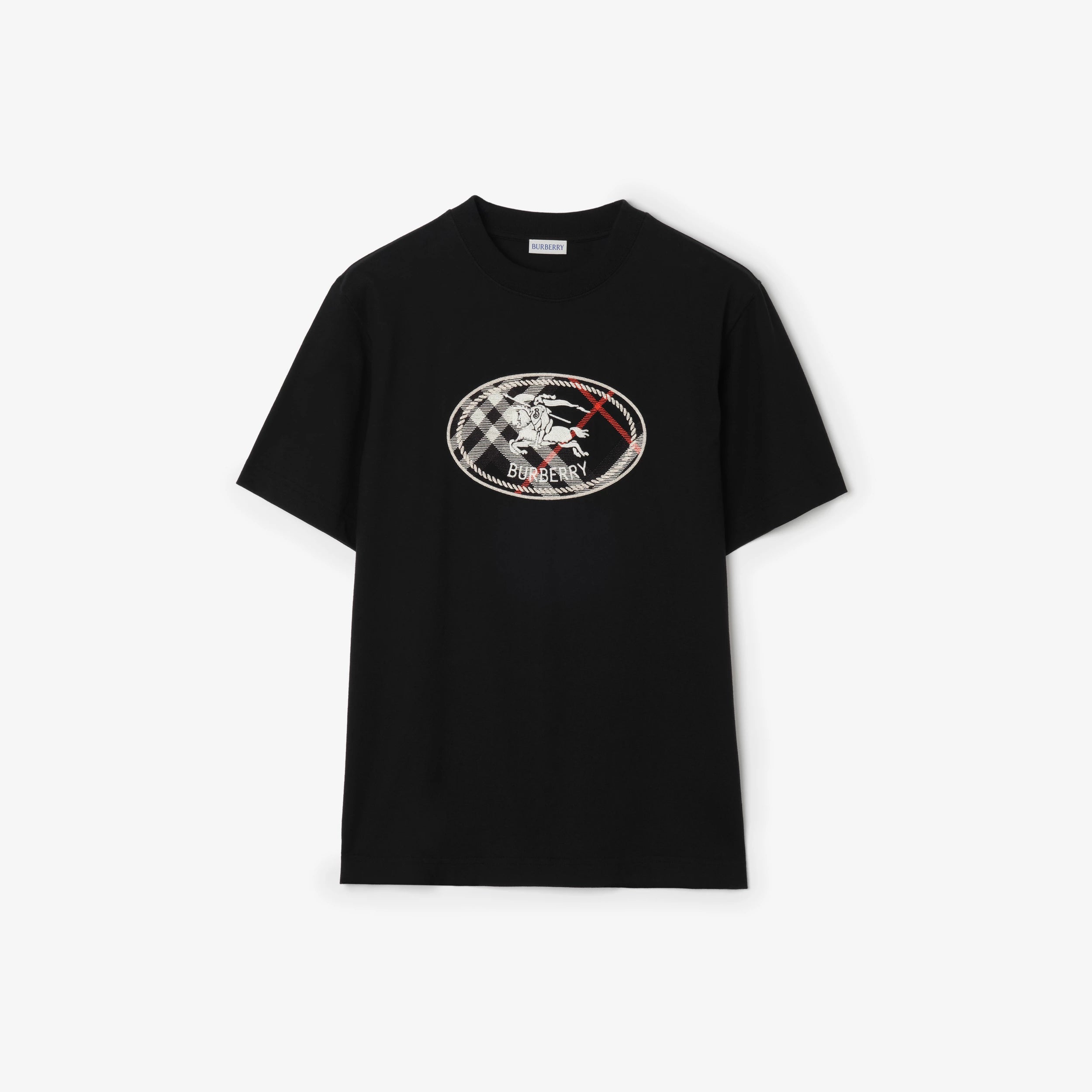 T-SHIRT BURBERRY IN COTONE CHECK CON KNIGHT STAMPA