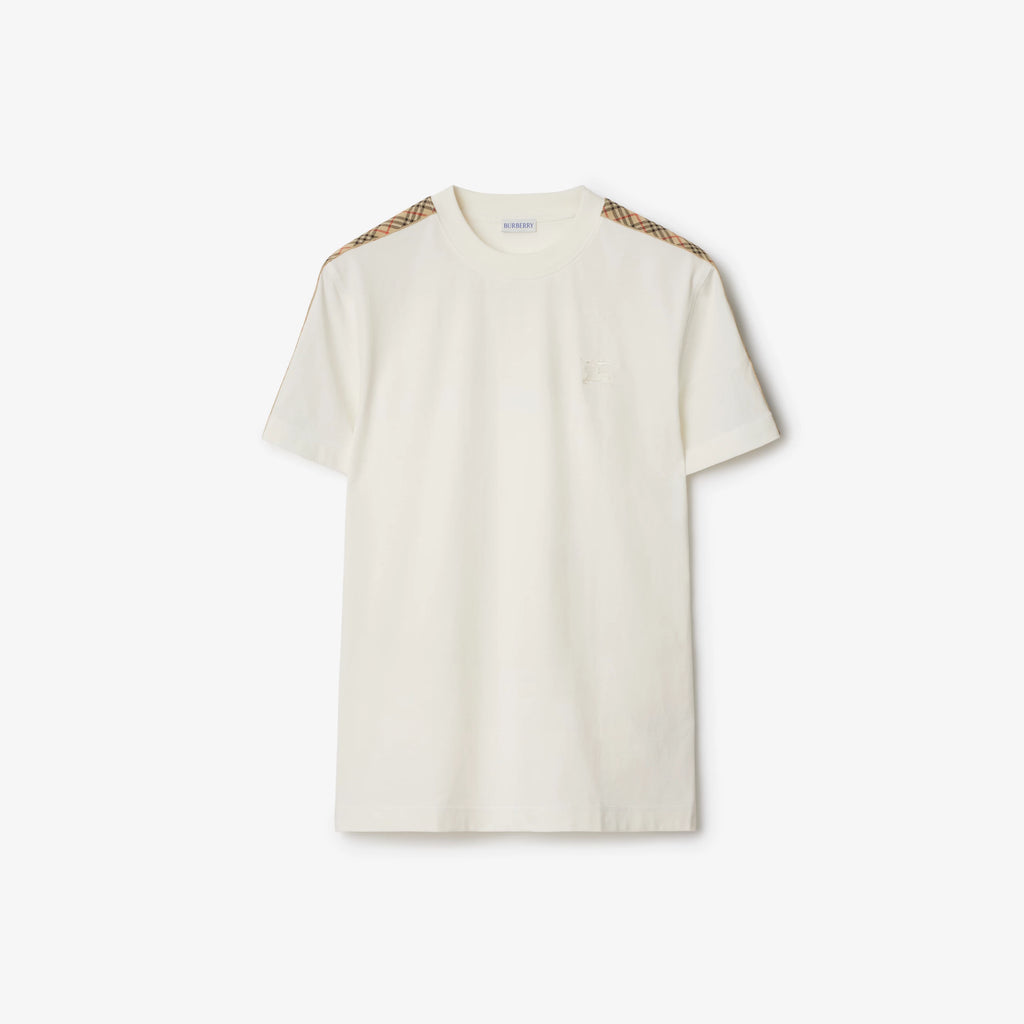 T-shirt in cotone con finiture Check