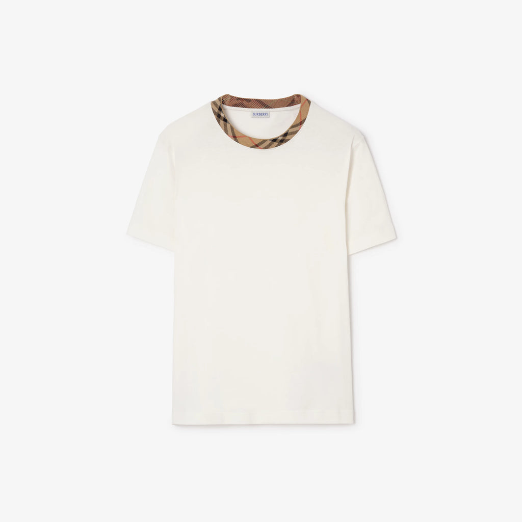 T-shirt in cotone con finiture Check BURBERRY