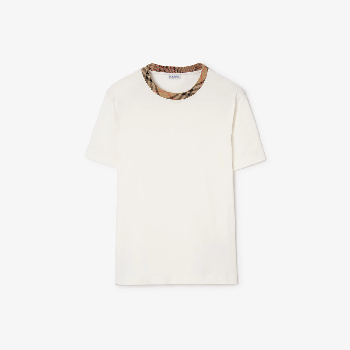 T-shirt in cotone con finiture Check BURBERRY