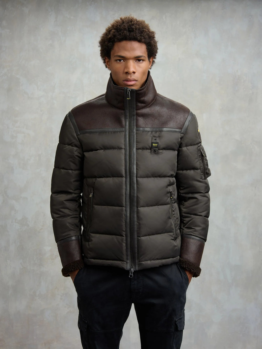 BLAUER GIUBBETTO NYLON E MONTONE ECO ORGAN