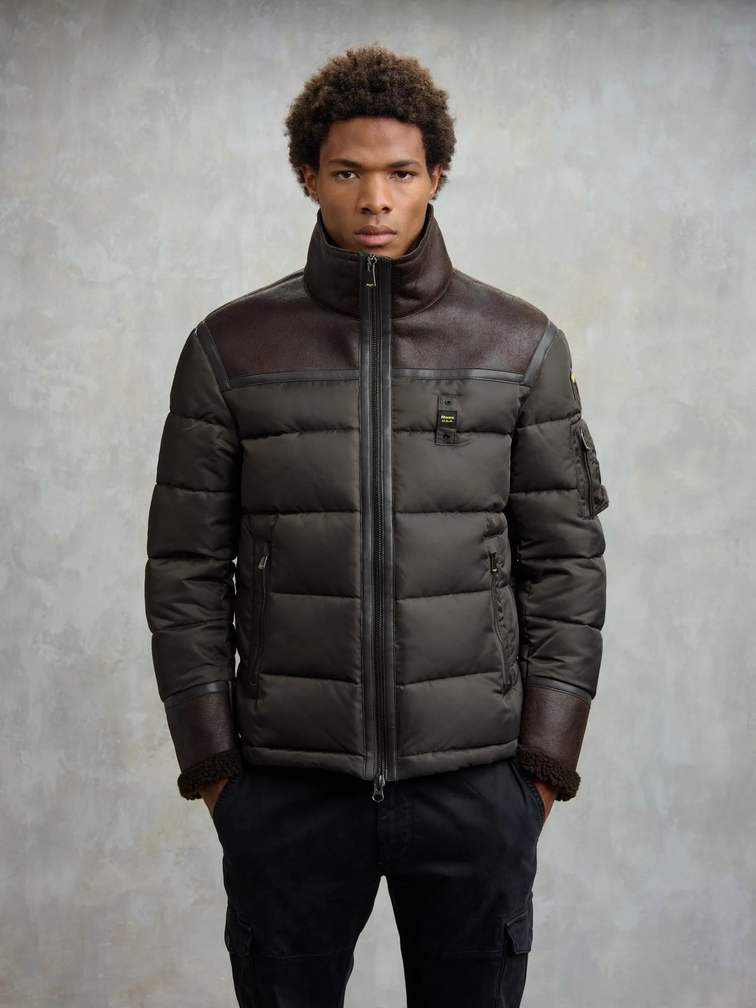 BLAUER GIUBBETTO NYLON E MONTONE ECO ORGAN