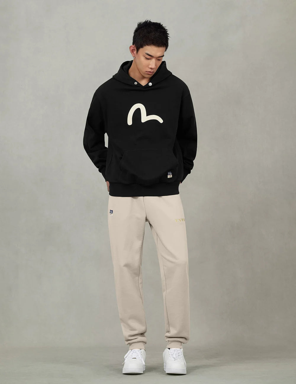 Cappuccio Relax Fit con stampa di gabbiano Felpa Evisu