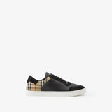 BURBERRY Sneaker in pelle, pelle scamosciata e Check