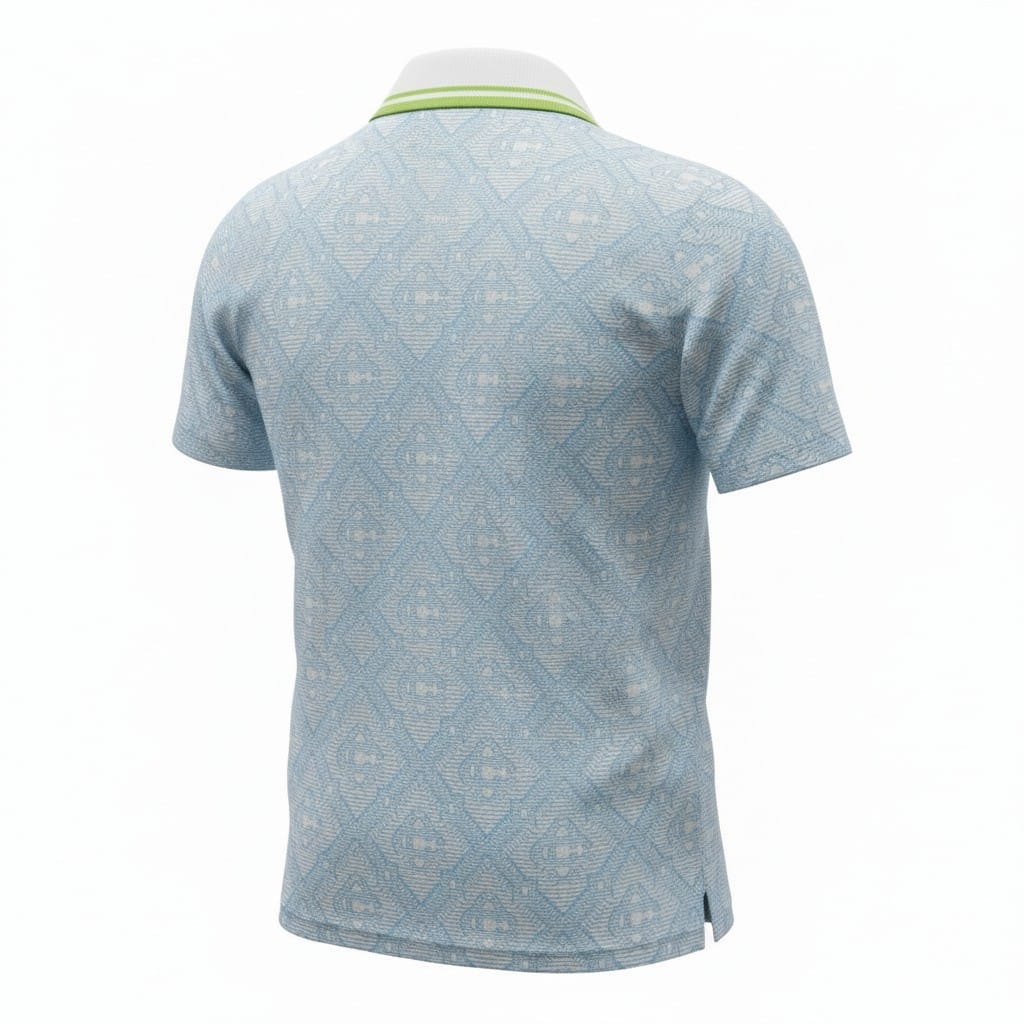 Pale Blue Jacquard Short Sleeve Jacquard Polo Shirt