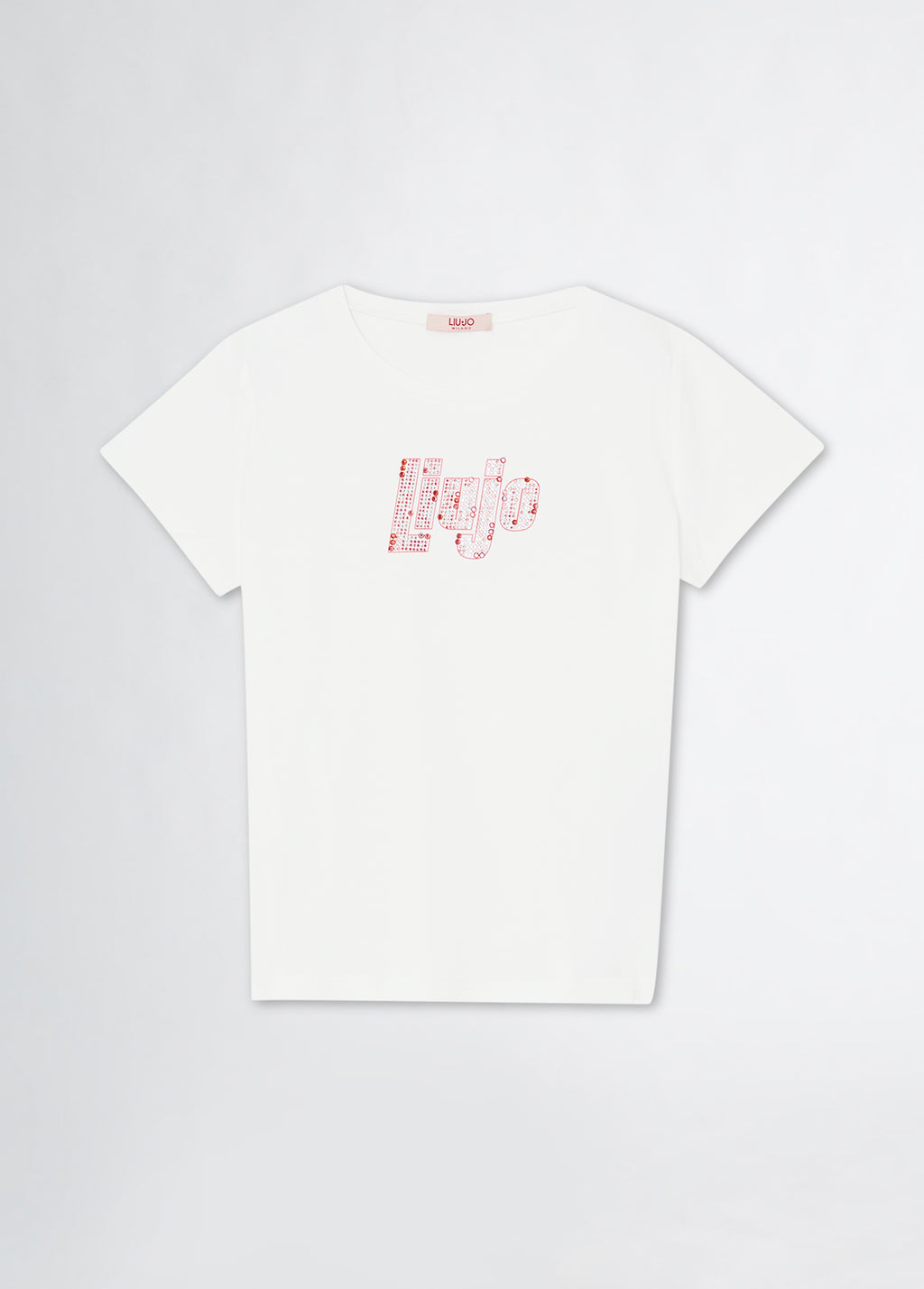 T-shirt con logo e strass