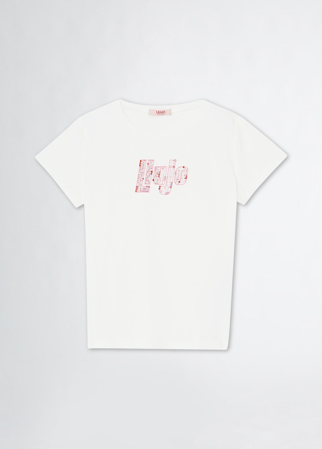 T-shirt con logo e strass