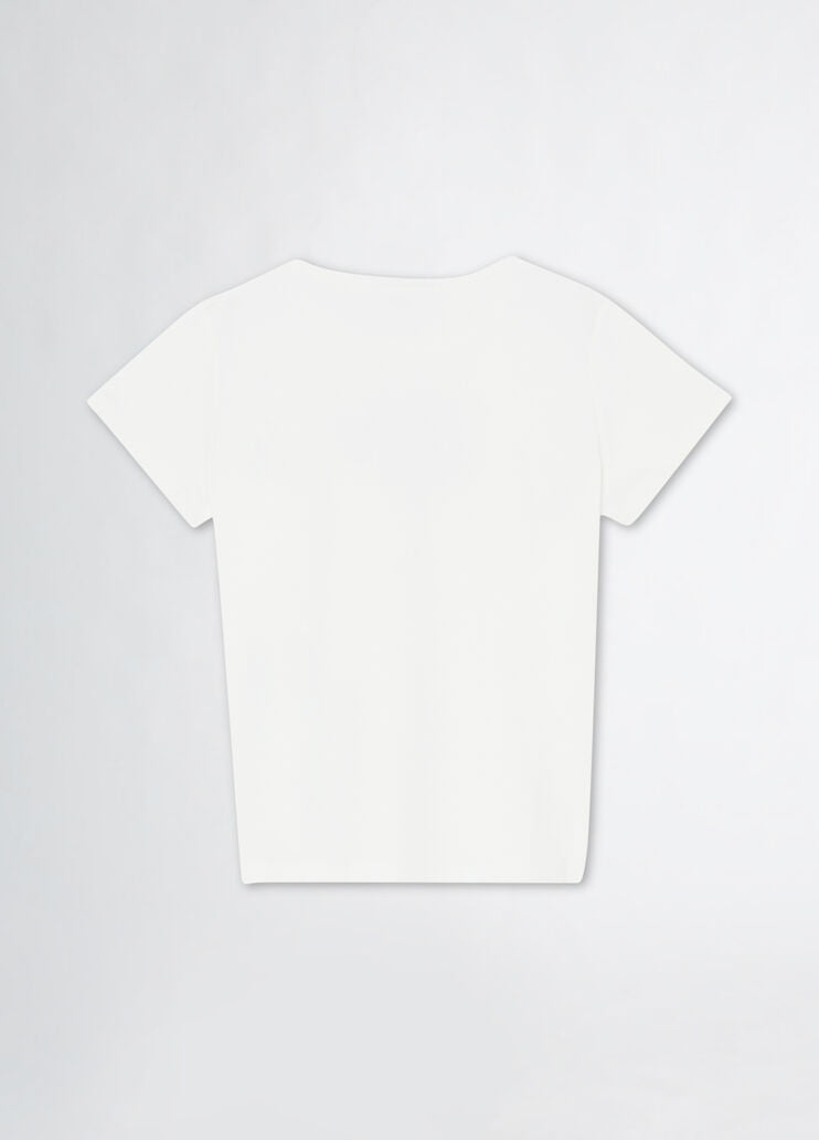 T-shirt con logo e strass