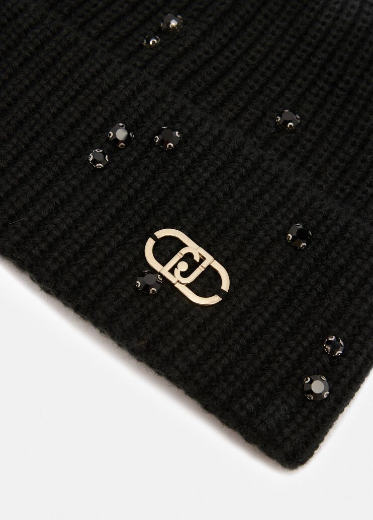 Berretto con strass e perle liu-jo