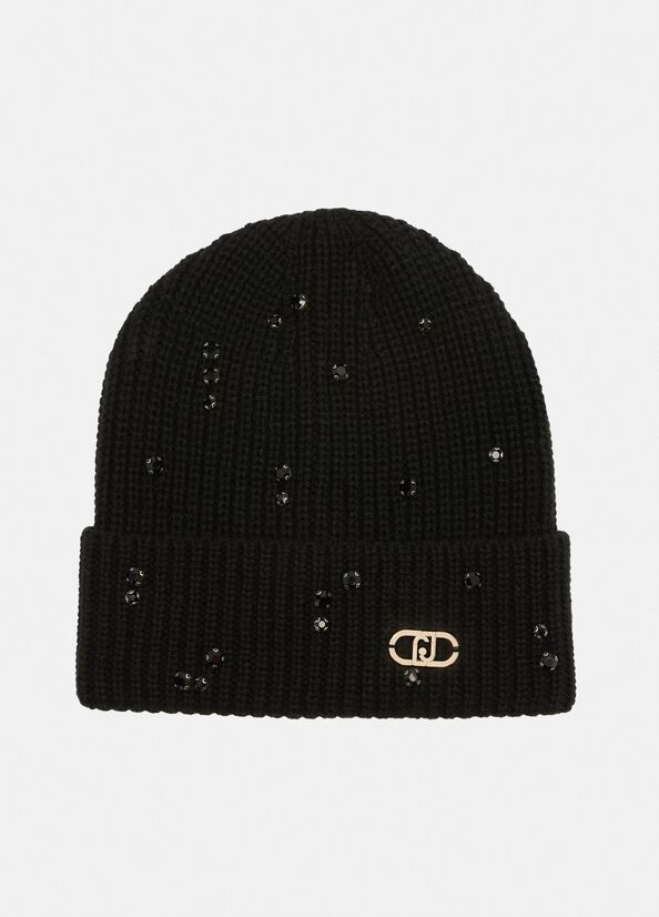 Berretto con strass e perle liu-jo