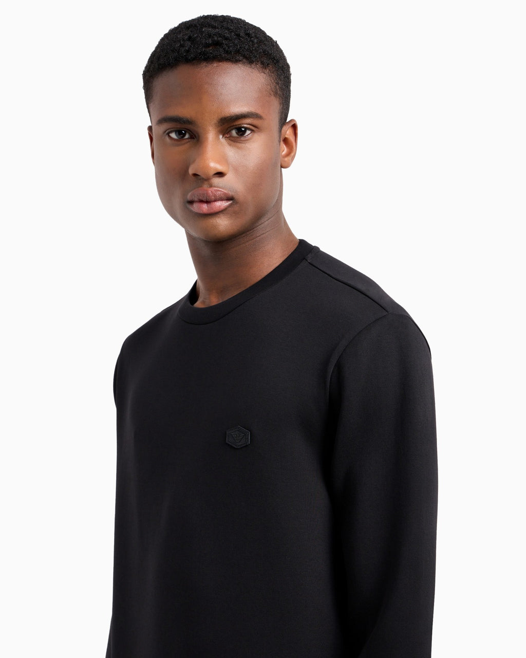 Felpa in double jersey con micro patch logo