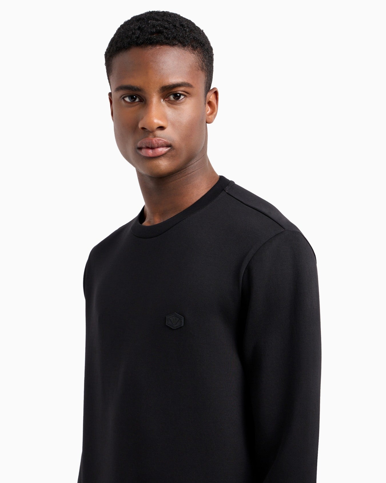 Felpa in double jersey con micro patch logo