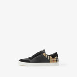 BURBERRY Sneaker in pelle, pelle scamosciata e Check