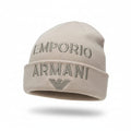 Berretto in misto lana con maxi ricamo logo font militare