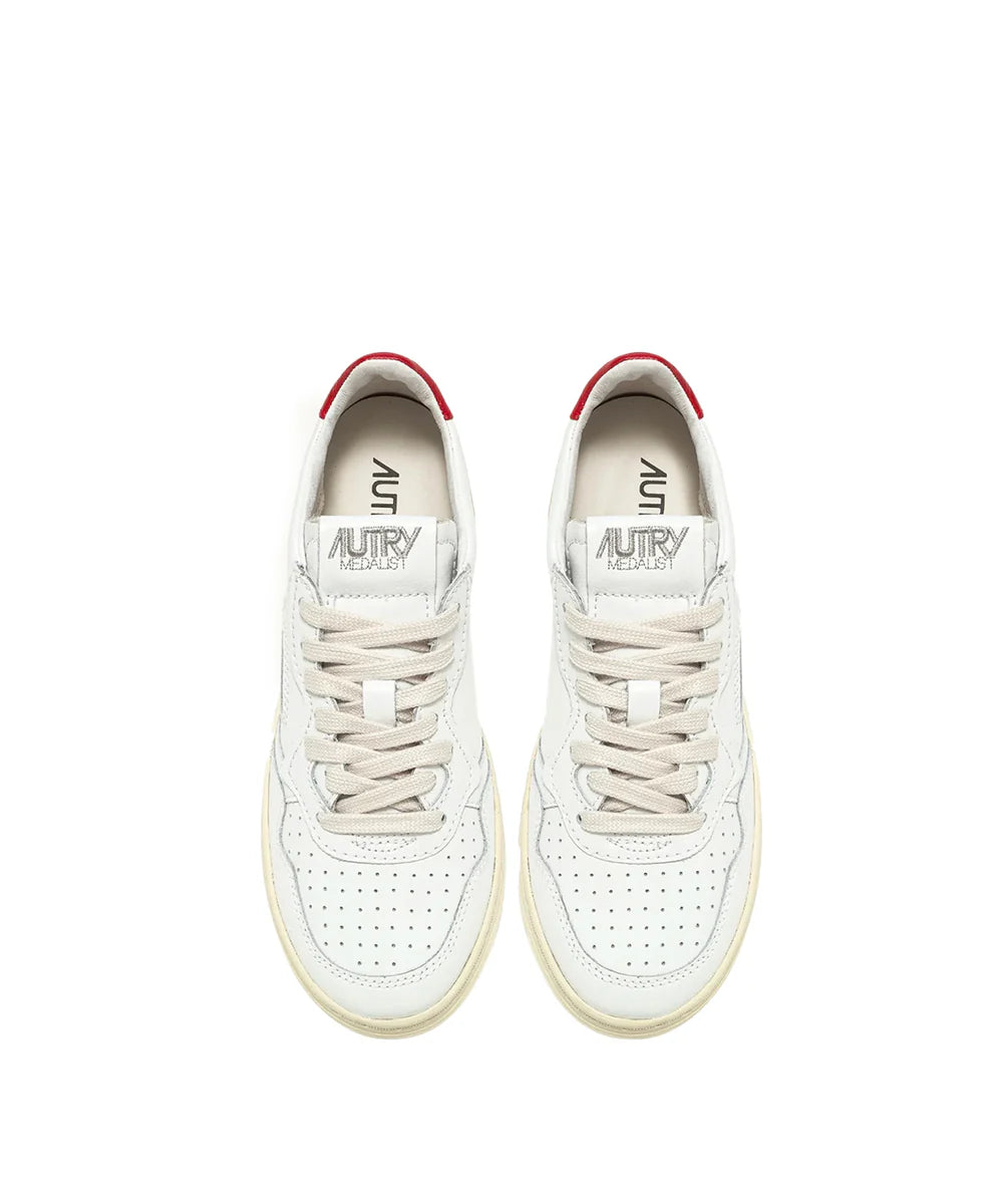 SNEAKERS MEDALIST LOW IN PELLE BIANCA E DEEP CLARET