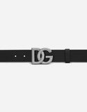 Cintura in cuoio con logo DG