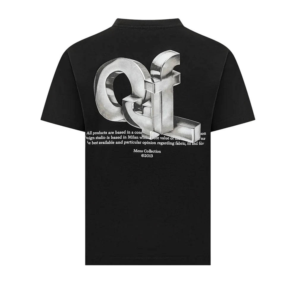 T-shirt nera in jersey con stampa
