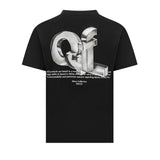 T-shirt nera in jersey con stampa