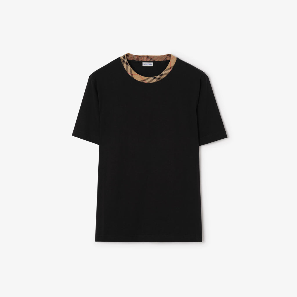 T-shirt in cotone con finiture Check BURBERRY