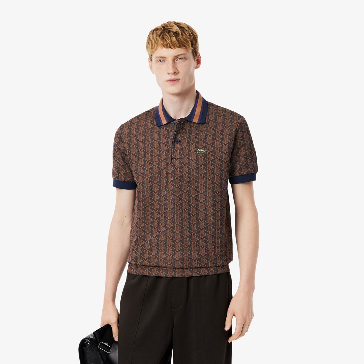 Polo dal taglio classico in jacquard con monogramma
