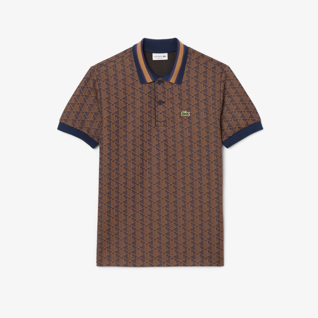 Polo dal taglio classico in jacquard con monogramma