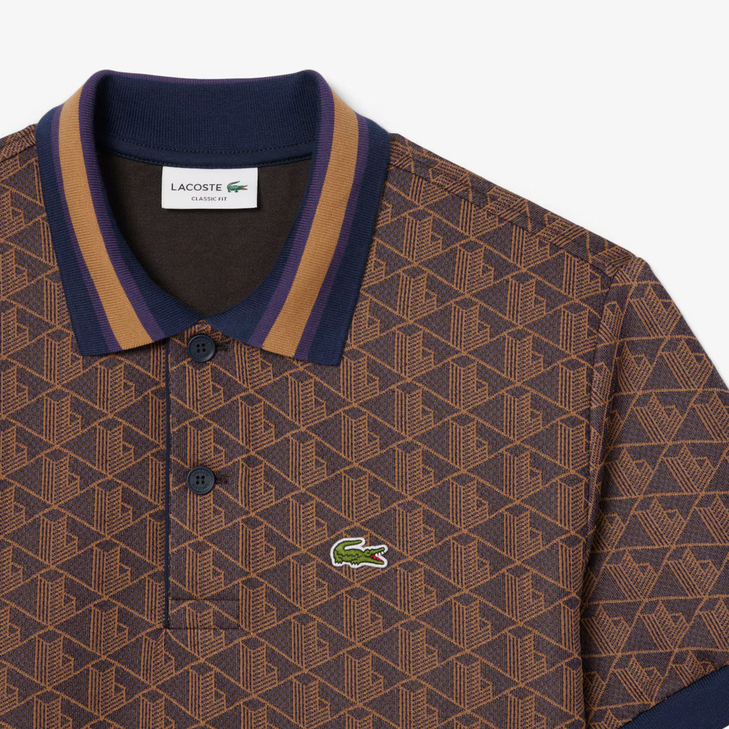 Polo dal taglio classico in jacquard con monogramma
