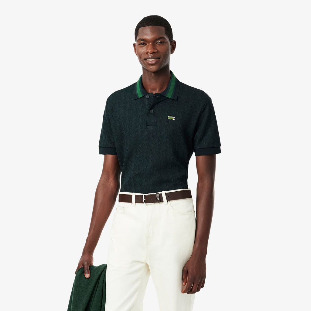 Polo dal taglio classico in jacquard con monogramma