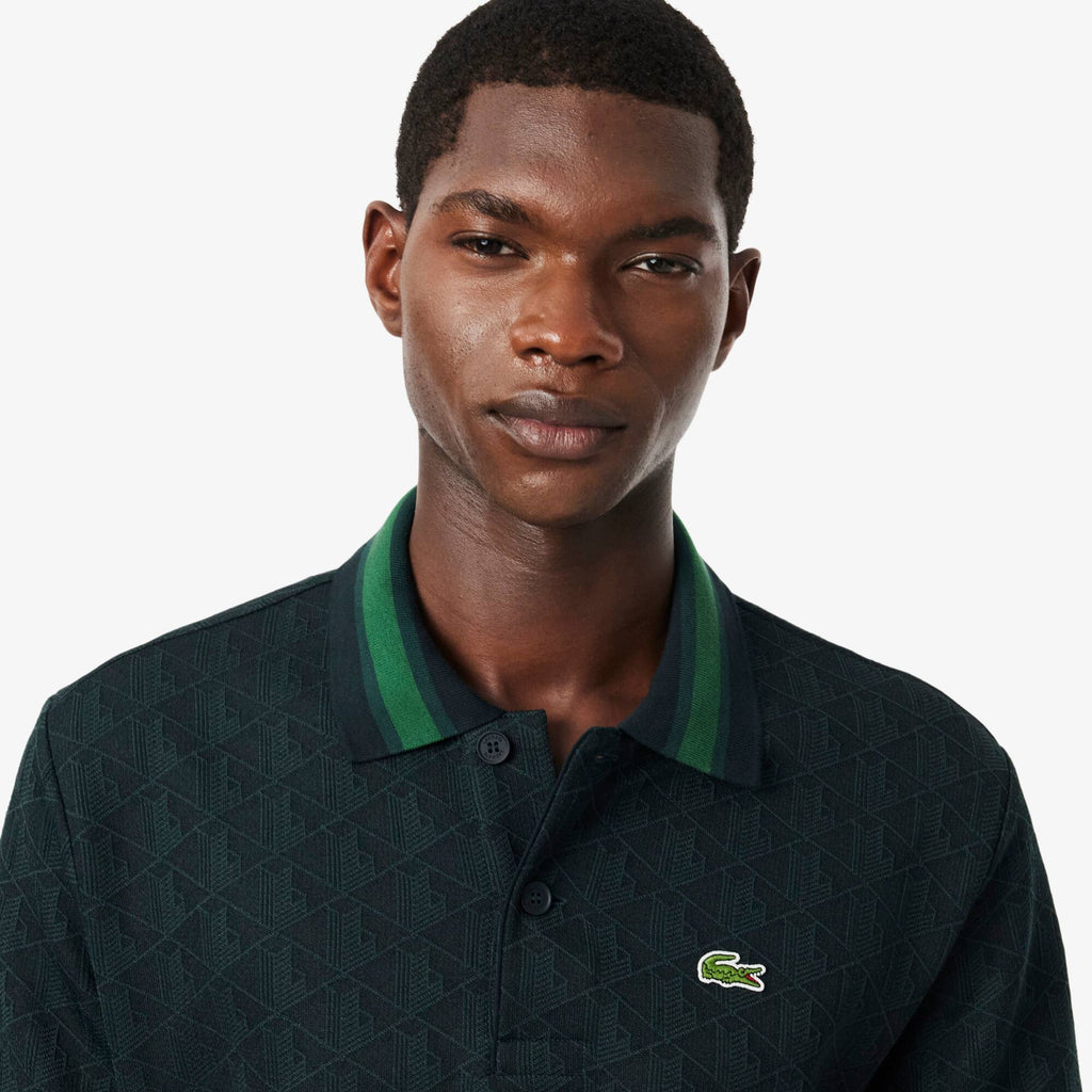 Polo dal taglio classico in jacquard con monogramma