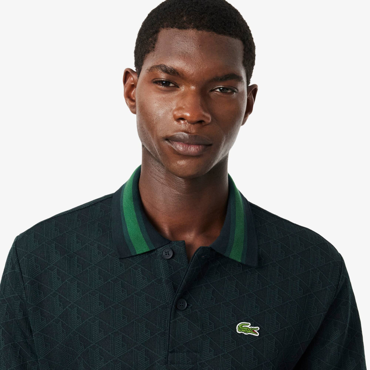 Polo dal taglio classico in jacquard con monogramma