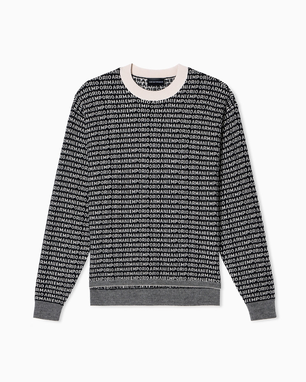 Maglione in lana vergine jacquard logo signature all over