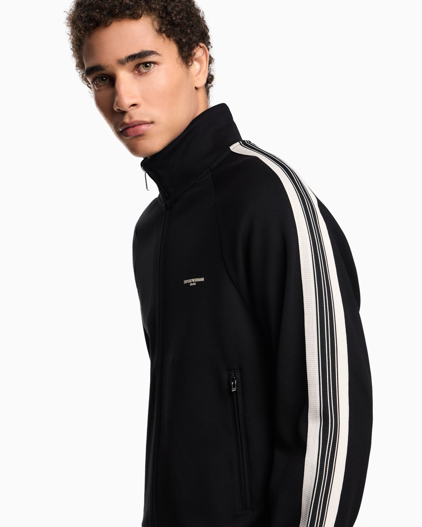 Felpa full zip in jersey con bande a contrasto ASV