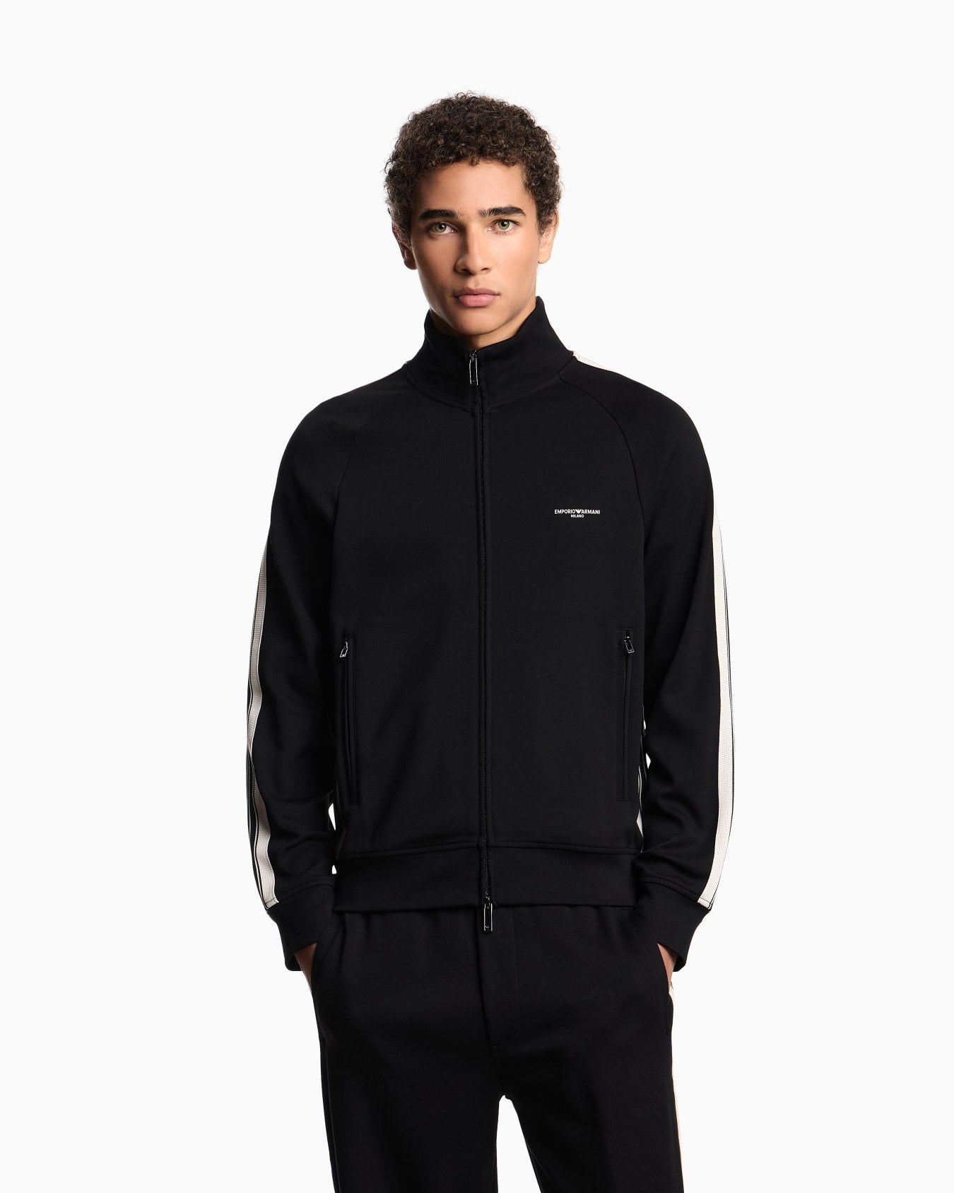 Felpa full zip in jersey con bande a contrasto ASV