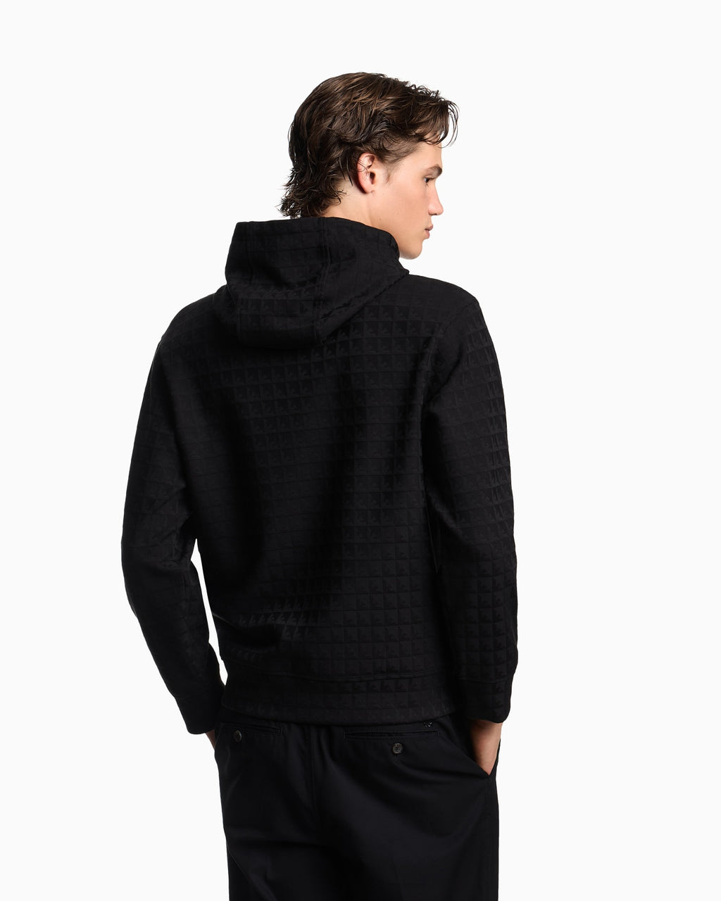 Felpa con cappuccio in jersey jacquard misto lyocell motivo aquile reiterate ASV