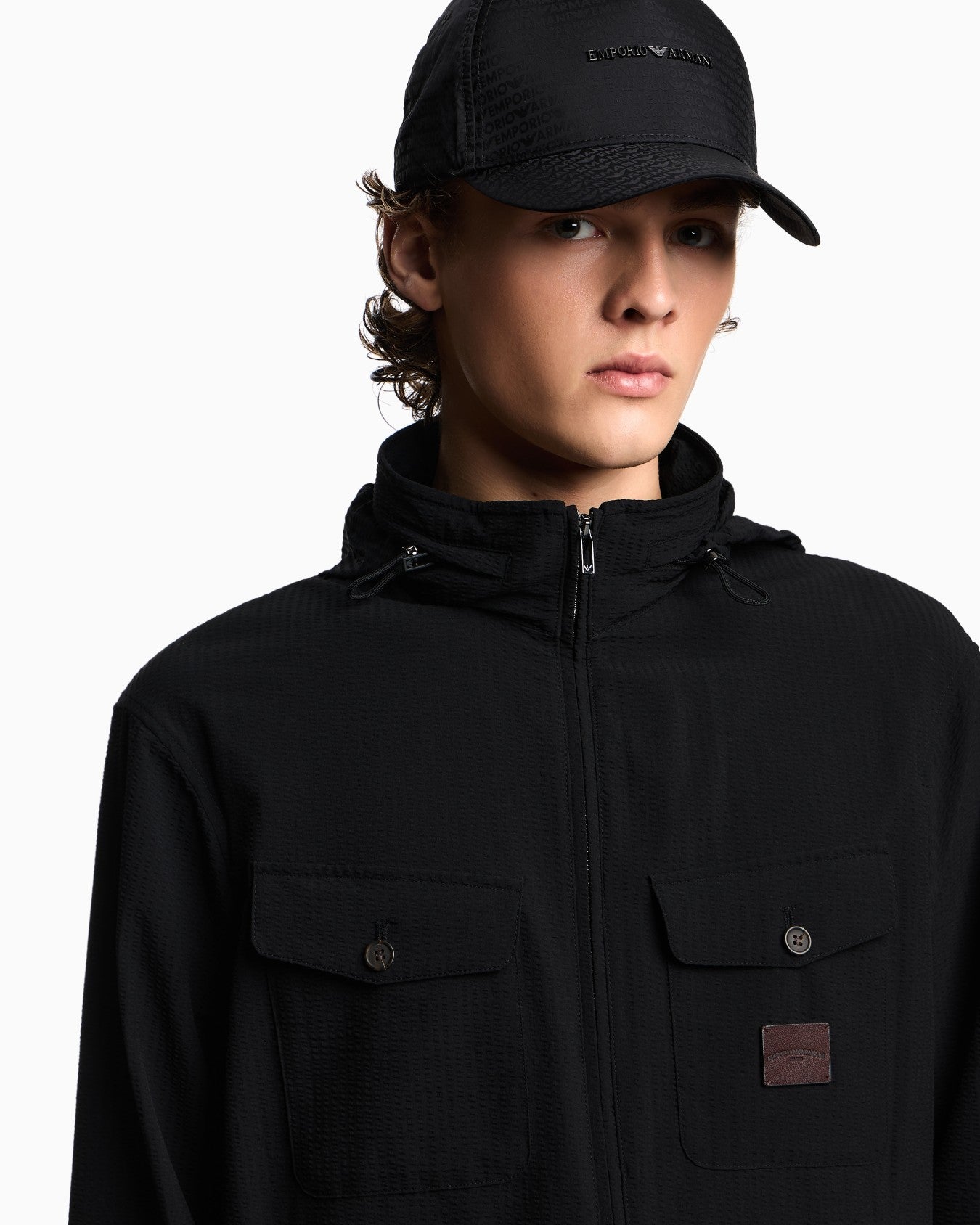 Cappello da baseball in nylon jacquard logo lettering all over