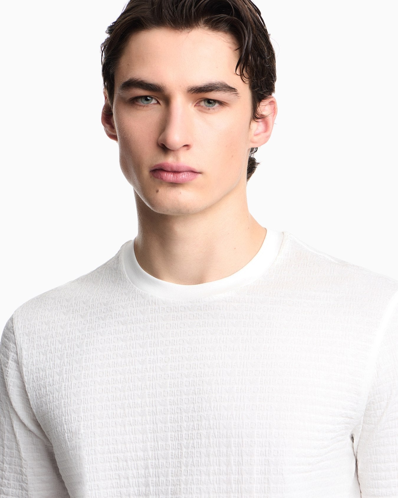 T-shirt in jersey jacquard lettering all over