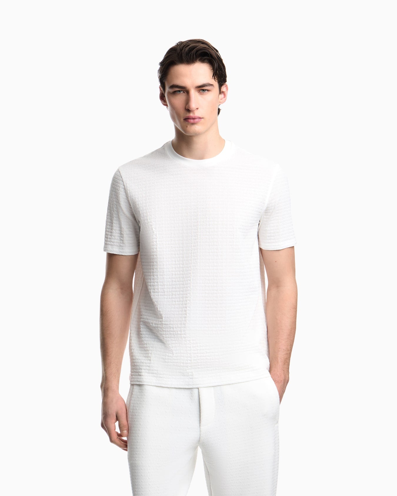 T-shirt in jersey jacquard lettering all over