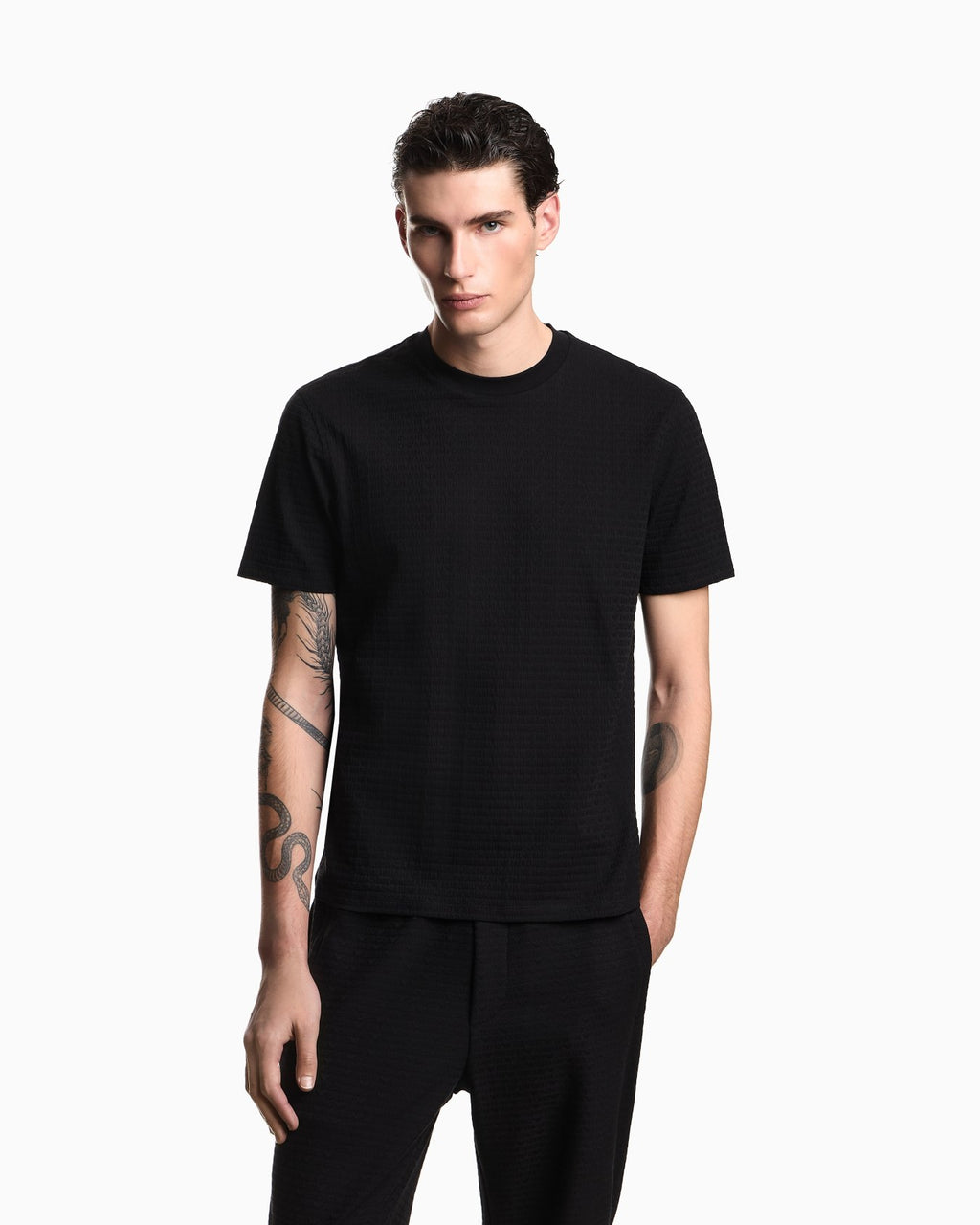 T-shirt in jersey jacquard lettering all over