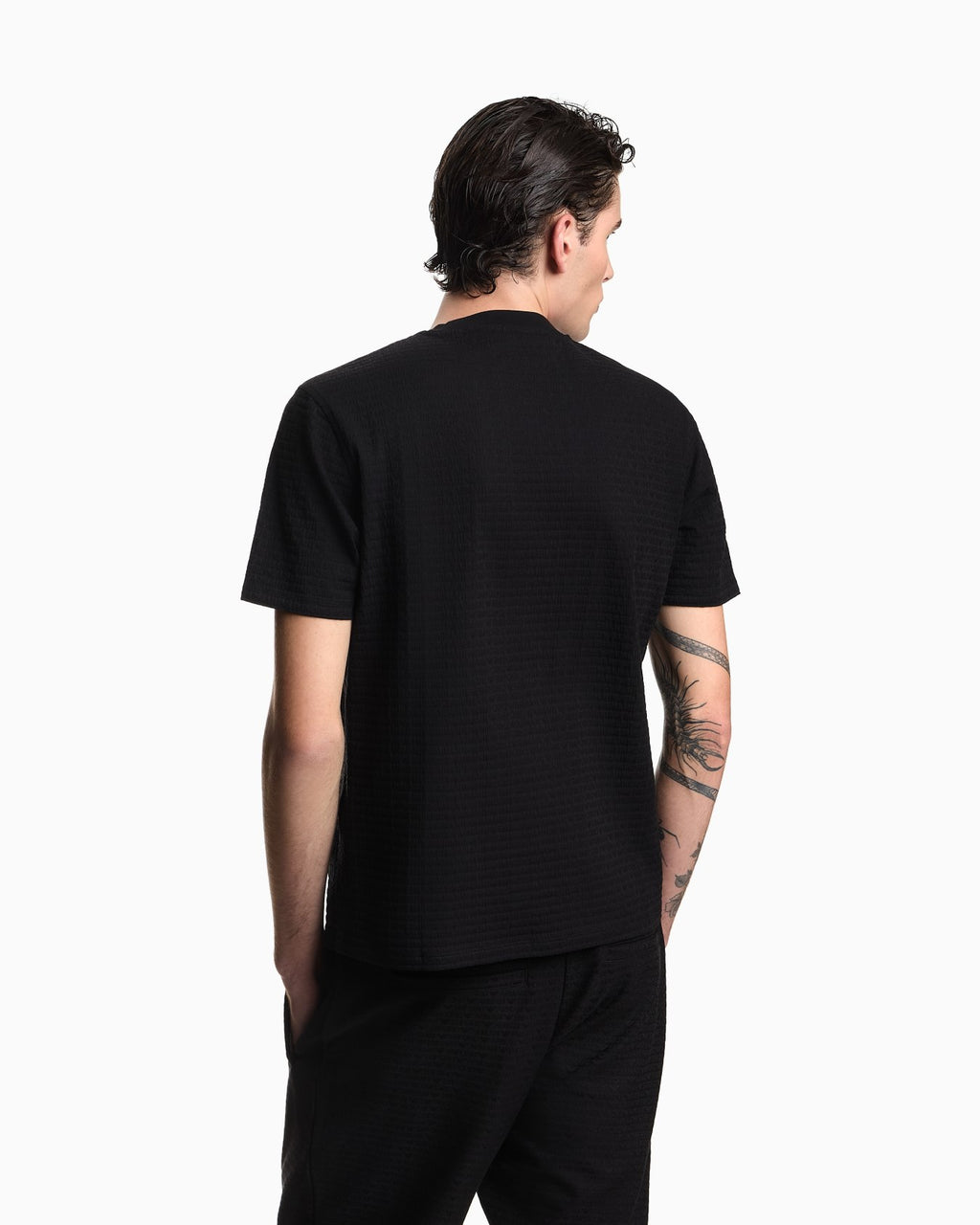 T-shirt in jersey jacquard lettering all over