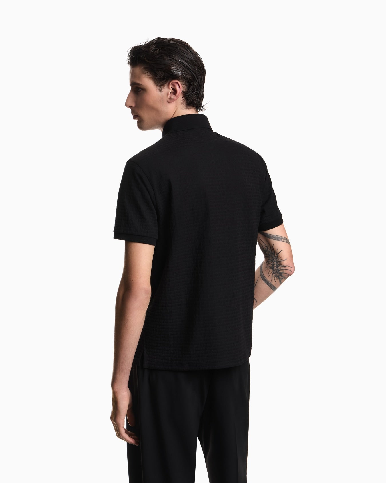 Polo in jersey jacquard lettering all over