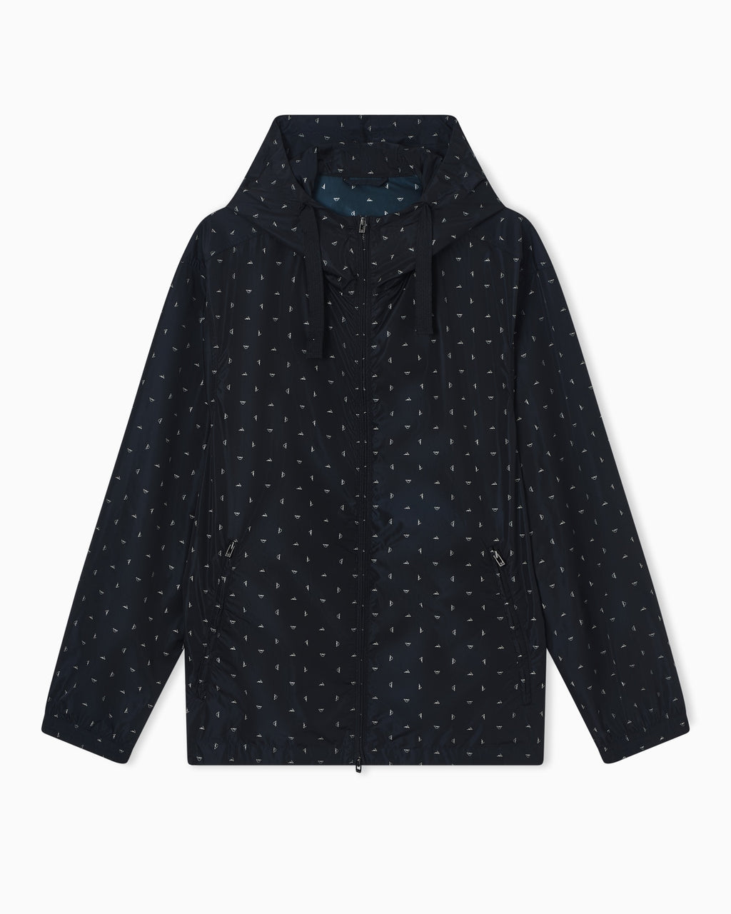 Blouson con cappuccio in nylon grafica micro eagle all over
