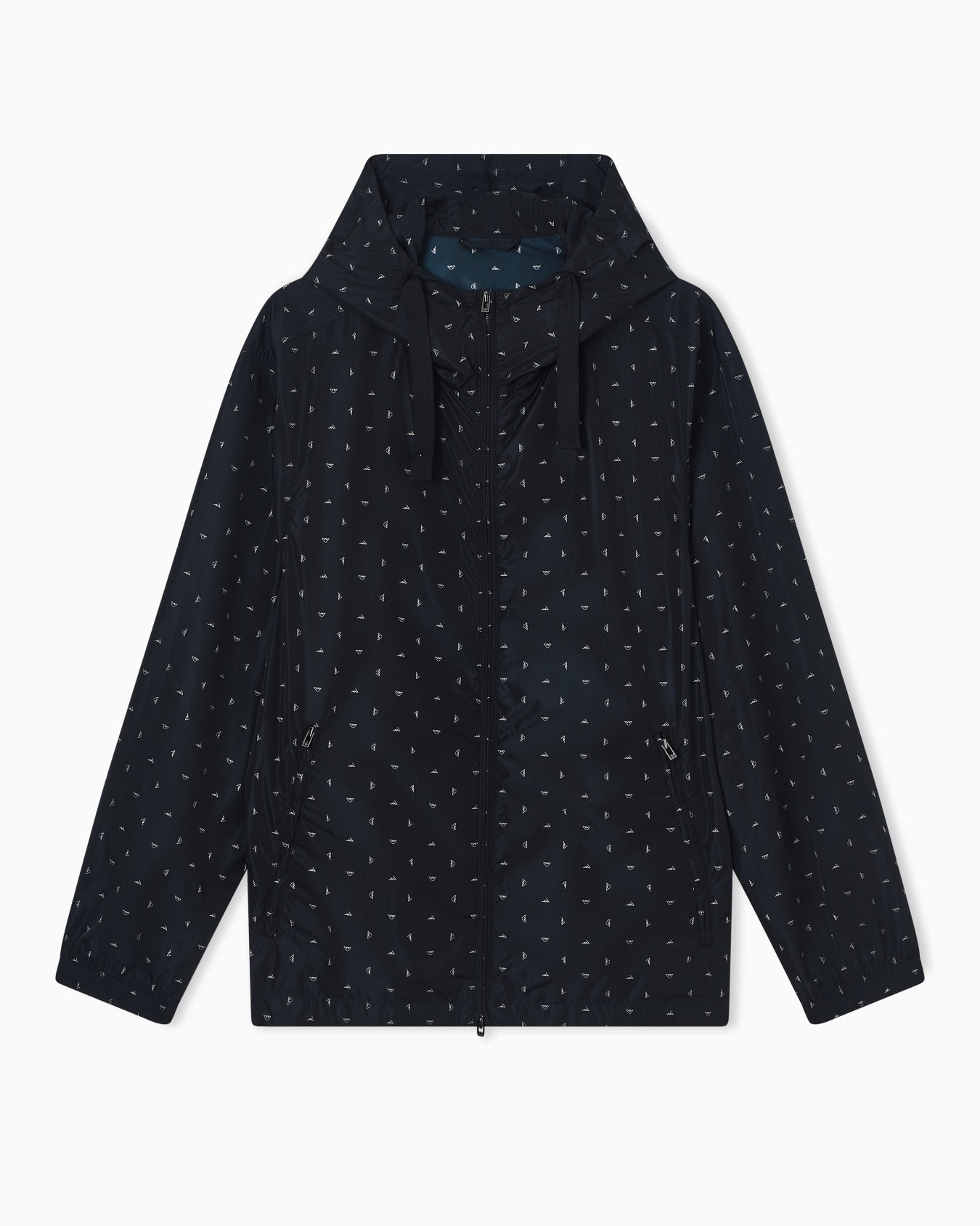 Blouson con cappuccio in nylon grafica micro eagle all over