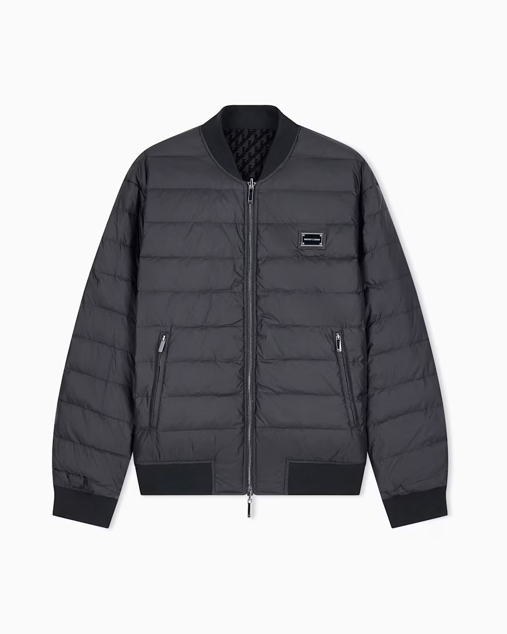 Piumino in nylon floccato con dettagli in maglia Emporio Armani