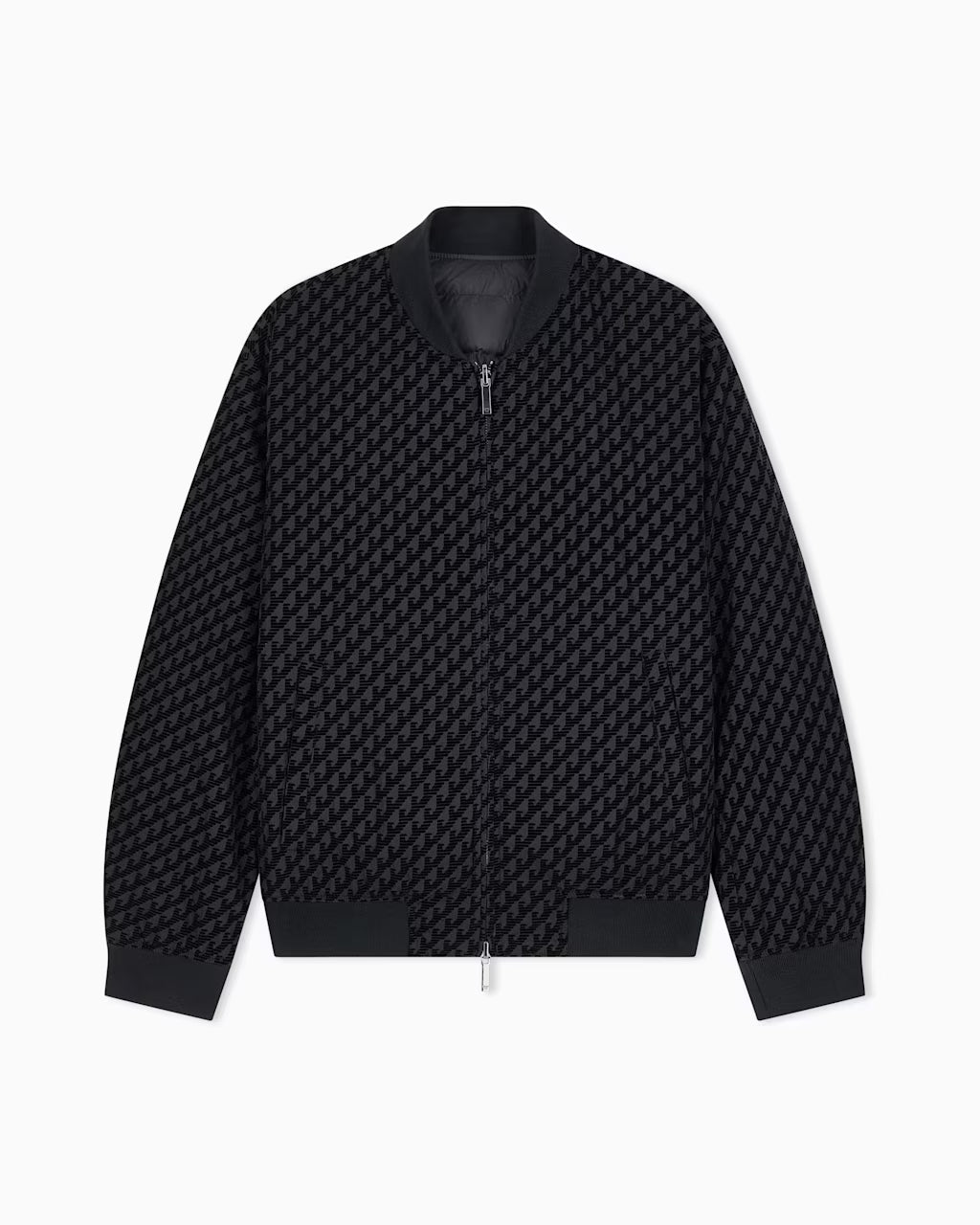 Piumino in nylon floccato con dettagli in maglia Emporio Armani
