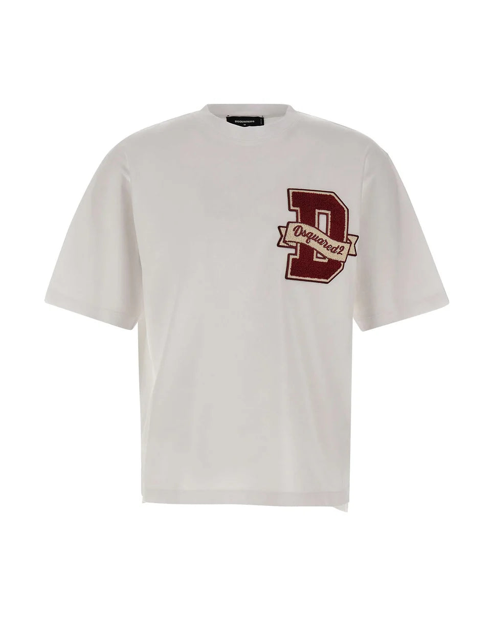T-shirt in cotone con patch logo