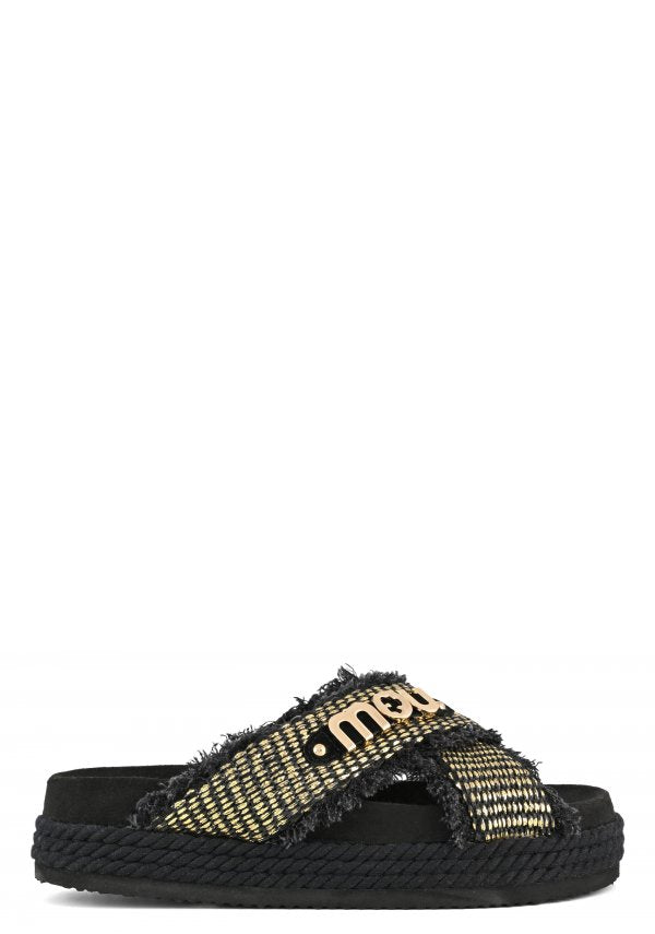 Criss-cross sandal raffia meta MOU