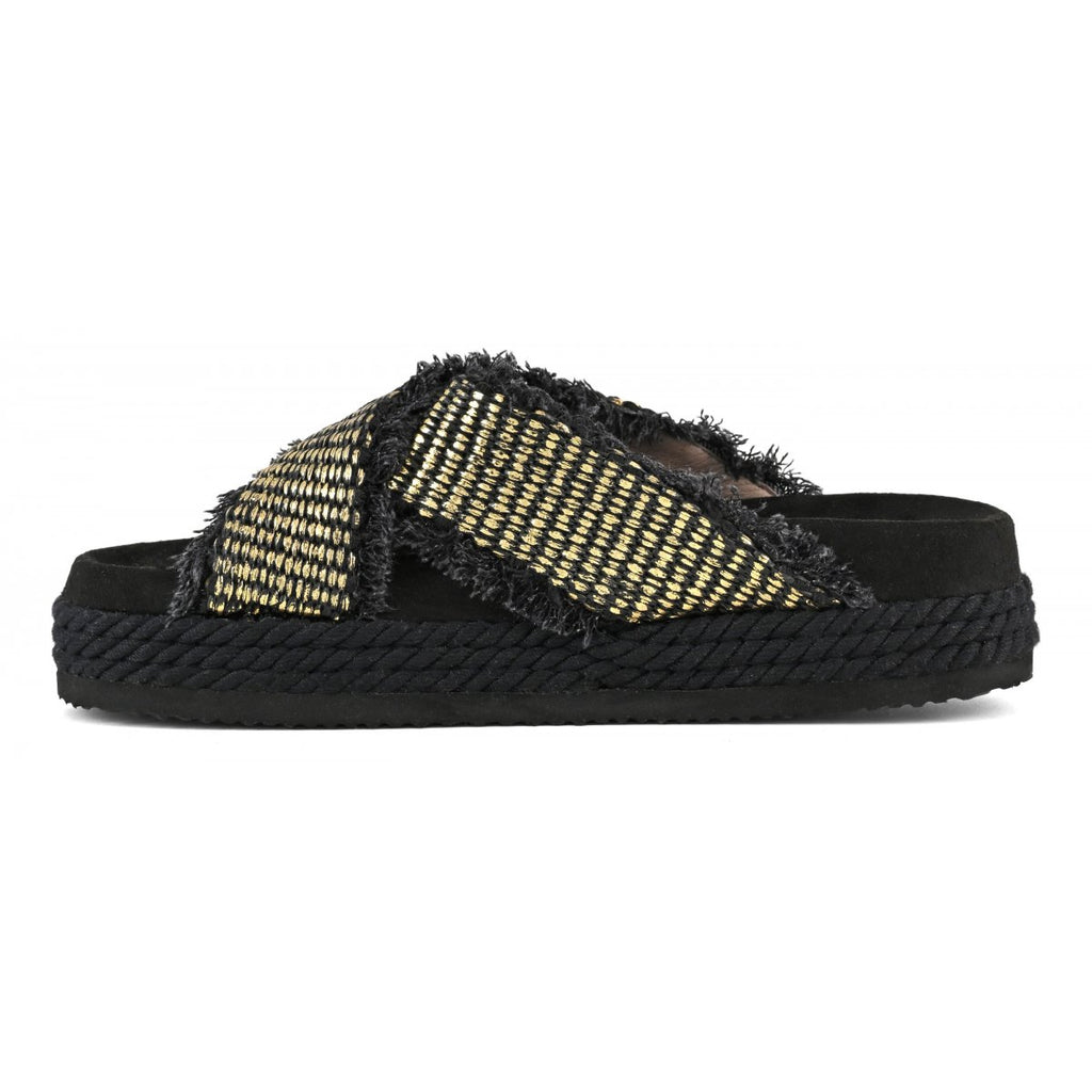 Criss-cross sandal raffia meta MOU