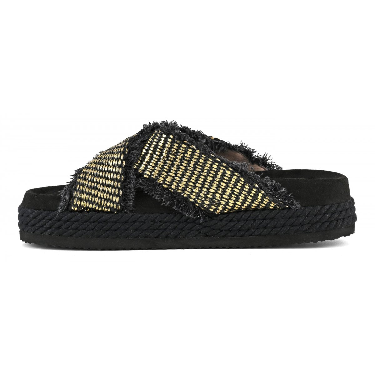 Criss-cross sandal raffia meta MOU