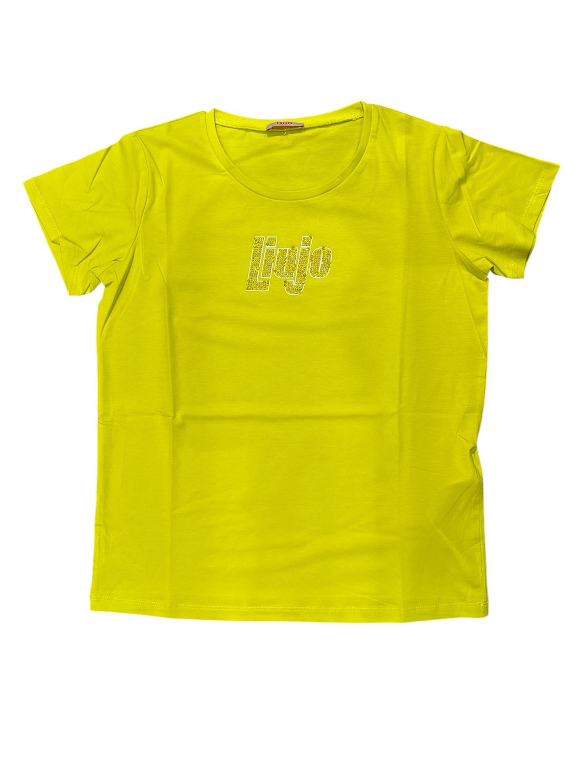 T-shirt con logo e strass