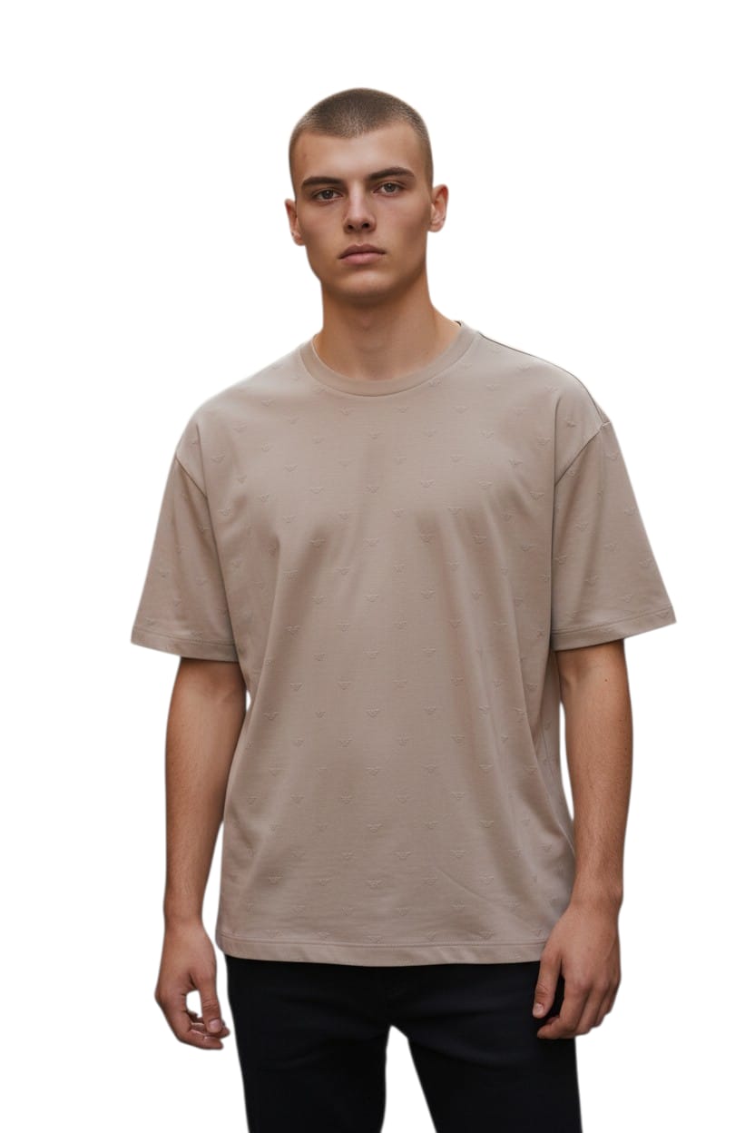 T-shirt slim fit in jersey jacquard micro eagle all over